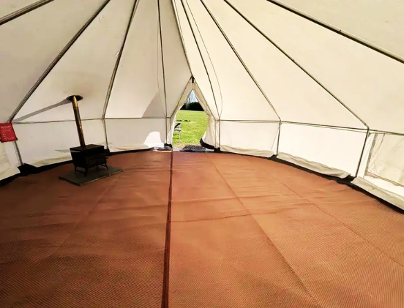 inside glamping tent Peak District campsite